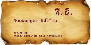 Neuberger Béla névjegykártya